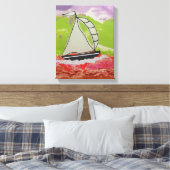 gestreepte zeilboot canvas afdruk (Insitu (Slaapkamer))