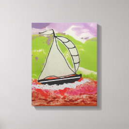 gestreepte zeilboot canvas afdruk