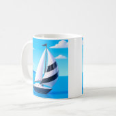 Gestreepte Zeilboot Oceaan Koffiemok (Voorkant links)