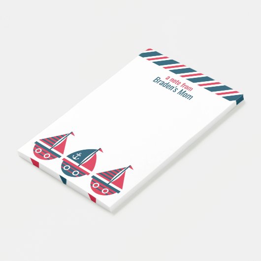 Gestreepte zeilboten Gepersonaliseerd Post-it Noti Post-it® Notes (Schuin)