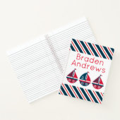 Gestreepte zeilboten Gepersonaliseerd rond Notitie Notitieboek (Binnen)
