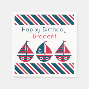 Gestreepte zeilboten gepersonaliseerde partij Napk Servet