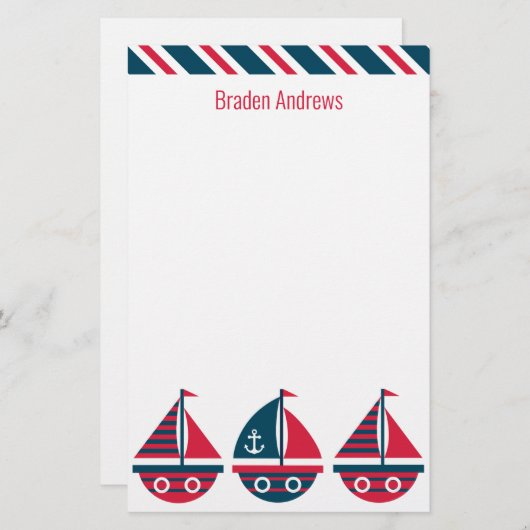 Gestreepte zeilboten, speciaal ontworpen om te wor (Voorkant / Achterkant)