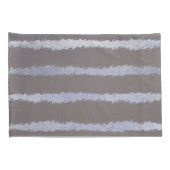 Gestreepte zilveren en grijze taupe metallic look kussensloop (Achterkant-Rechts)