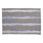 Gestreepte zilveren en grijze taupe metallic look kussensloop (Voorkant-Links)