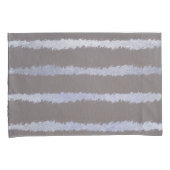 Gestreepte zilveren en grijze taupe metallic look kussensloop (Voorkant-Rechts)