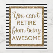 Gestreepte Zwart Goud Glitter Pensioen Wijn Etiket (Enkel label)