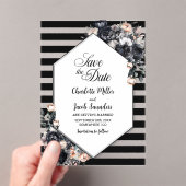 Gestreepte zwarte bloemenacryl Save the Date Acryl Uitnodigingen (Insitu (Draagbaar))