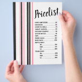Gestreepte Zwarte En Roze Prijslijst Flyer (Hand)