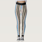 Gestreepte zwarte grijze Blauw (aangepast) Leggings (Voorkant)