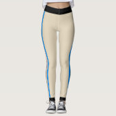 Gestreepte zwarte grijze Blauw (aangepast) Leggings (Voorkant)