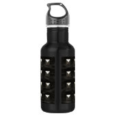 Gestreepte zwarte leder waterfles  (Achterkant)