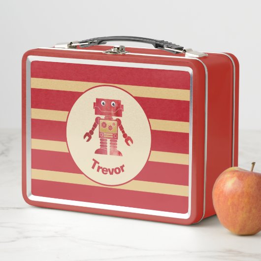 Gestreepte zwarte robot met naam (In situ)