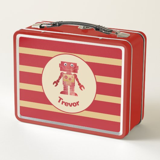 Gestreepte zwarte robot met naam (Achterkant)