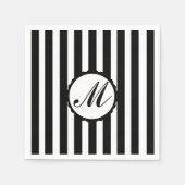Gestreepte zwarte witte aangepaste monogram papier servet (Voorkant)