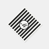 Gestreepte zwarte witte aangepaste monogram papier servet (Hoek)