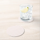 Gestreepte zwarte witte horizontale strepen chic ronde kartonnen onderzetter (Insitu)