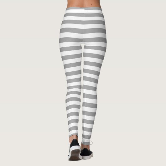 Gestreepte zwarte witte, originele grijze strips leggings (Achterkant)