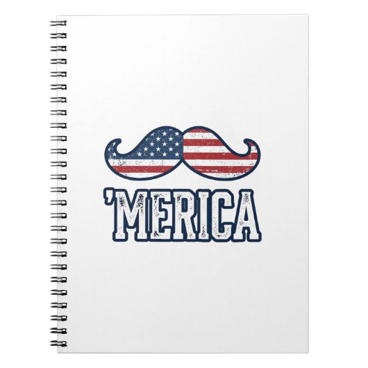 Gestressed Amerika Snor Patriottische Vector Ontwe Notitieboek (Voorkant)