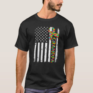 Gestressed Autism Opa Amerikaanse Vlag Familie Mat T-shirt
