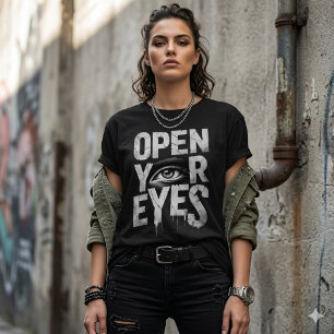 Gestressed Open Your Eyes Oog Grafisch T-shirt