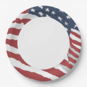 gestressed US-vlag met witte midden Papieren Bordje (Voorkant)