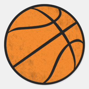 Gestressed vintage basketbal grafisch ontwerp ronde sticker