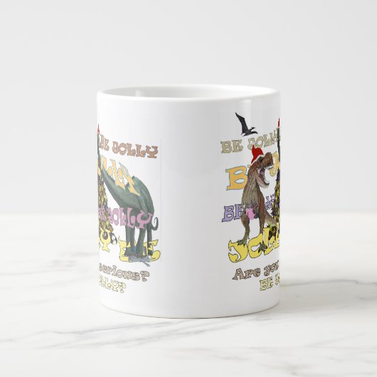 Gestresseerde dinosaur Kerstmis Grote Koffiekop (Voorkant)