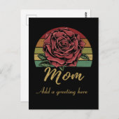 Gestresseerde Retro Zonsondergang Rode Roos Moeder Briefkaart (Voorkant / Achterkant)