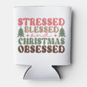Gestresst, gezegend en geobsedeerd door Kerstmis Blikjeskoeler (Voorkant)