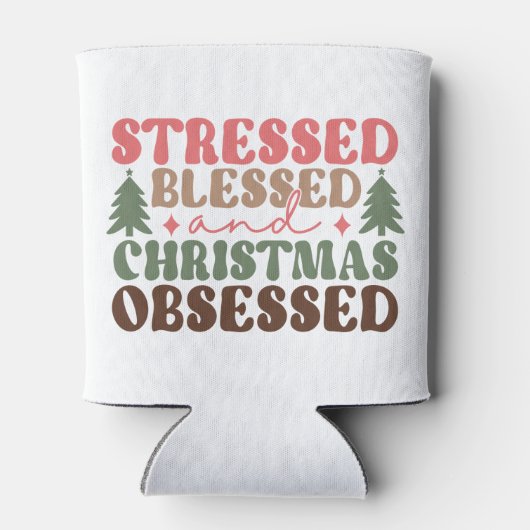 Gestresst, gezegend en geobsedeerd door Kerstmis Blikjeskoeler (Achterkant)