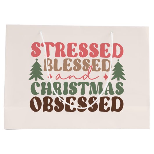 Gestresst, gezegend en geobsedeerd door Kerstmis Groot Cadeauzakje (Achterkant)