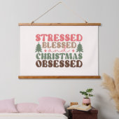 Gestresst, gezegend en geobsedeerd door Kerstmis Hangend Wandkleed (Slaapkamer)