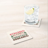 Gestresst, gezegend en geobsedeerd door Kerstmis Kartonnen Onderzetters (Insitu)