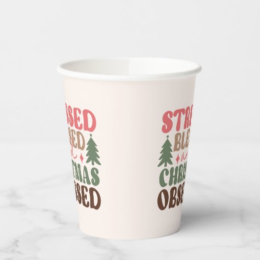 Gestresst, gezegend en geobsedeerd door Kerstmis Papieren Bekers (Links)