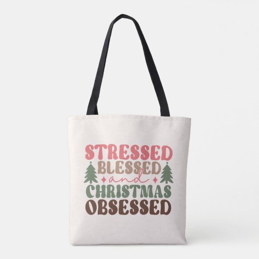 Gestresst, gezegend en geobsedeerd door Kerstmis Tote Bag (Achterkant)