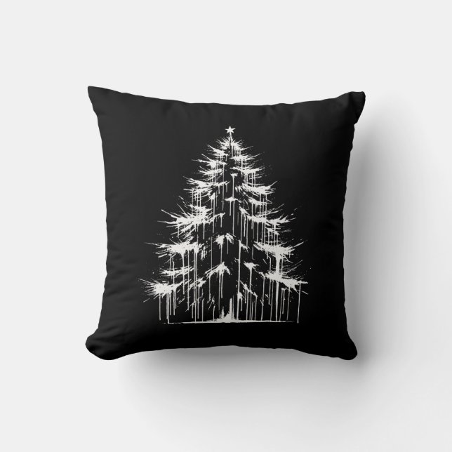 Gestresste Druppelende Gotische Chic Witte Kerstbo Kussen (Voorkant)