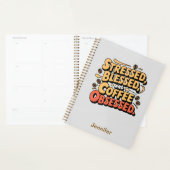 Gestresste, gezegende en koffie geobsedeerde plann planner (Display)