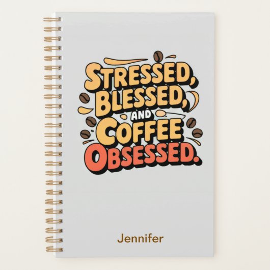 Gestresste, gezegende en koffie geobsedeerde plann planner (Voorkant)