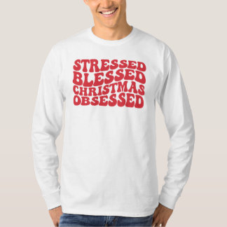 Gestresste gezegende Kerstmis geobsedeerd, Kerstmi T-shirt