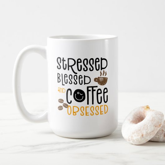 Gestrest Gezegend en Koffieverslaafd, Koffiemok (Met donut)