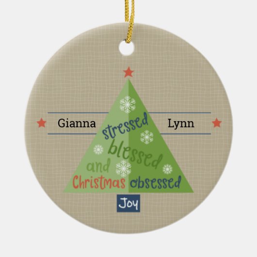 Gestrest gezegend  keramisch ornament (Voorkant)