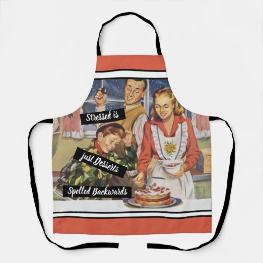 Gestrest is desserts achterstevoren gespeld Vintag Schort (Voorkant)