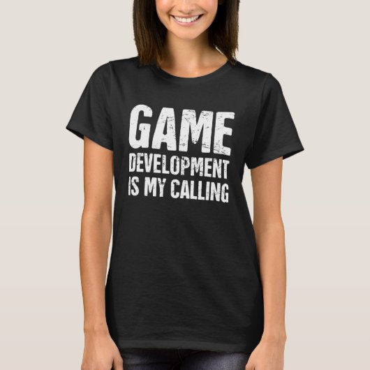 Gestreste indie gameontwikkelaar voor videogames t-shirt (Voorkant)