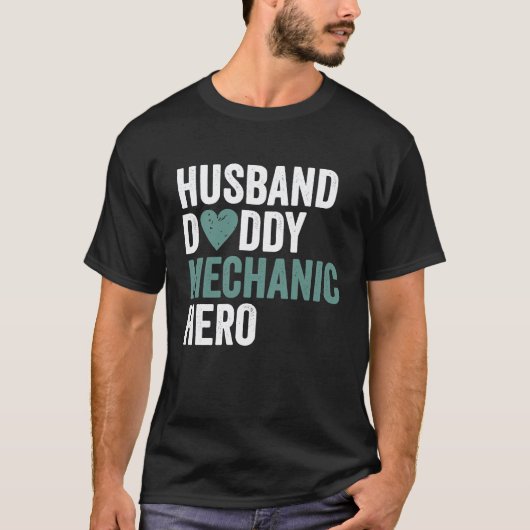 Gestreste monteur Echtgenoot Papa monteur Held T-shirt (Voorkant)