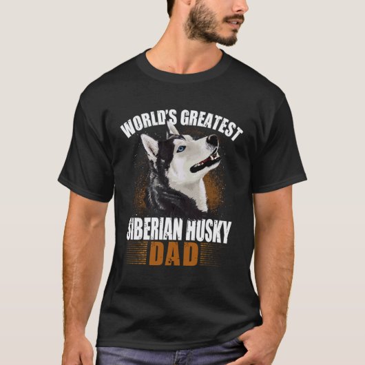 Gestreste Siberische Husky Vader T-shirt (Voorkant)