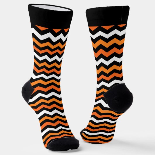 Gestript Sinaasappel en zwarte Halloween Sokken (Gebogen)