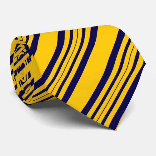 gestripte Stropdassen voor heren goud en marine (Opgerold)