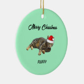 gestripte tablet met Santa Hat Keramisch Ornament (Rechts)