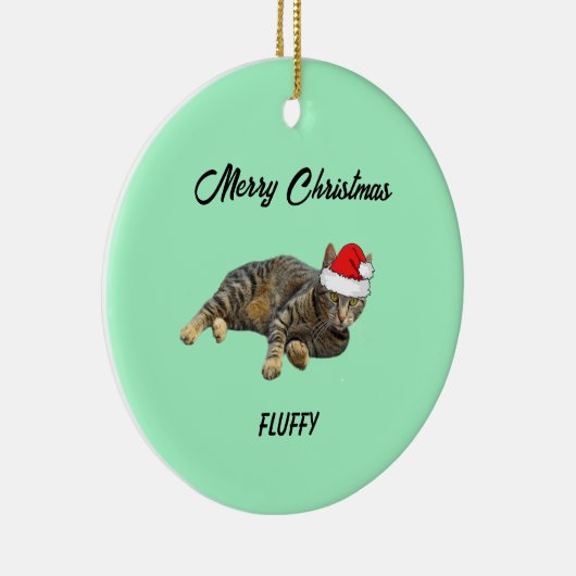 gestripte tablet met Santa Hat Keramisch Ornament (Rechts)